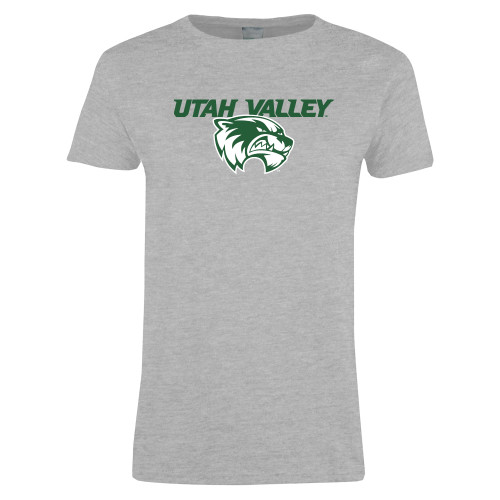  Womens Grey Short Sleeve Tee - Utah Valley Logo