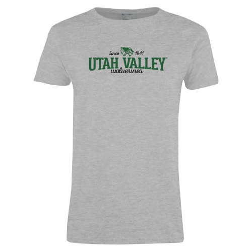  Womens Grey Short Sleeve Tee - Utah Valley Since 1941