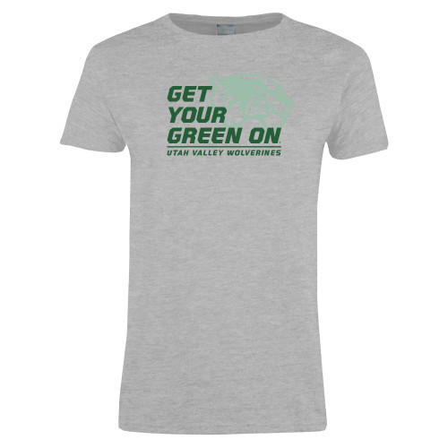  Womens Grey Short Sleeve Tee - Get Your Green On