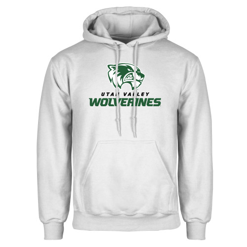  White Fleece Hoodie - Utah Valley Wolverines Logo