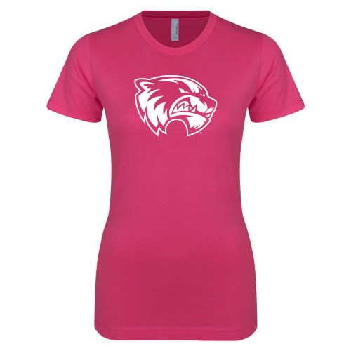  Next Level Womens Fuchsia Boyfriend Tee - Primary Logo