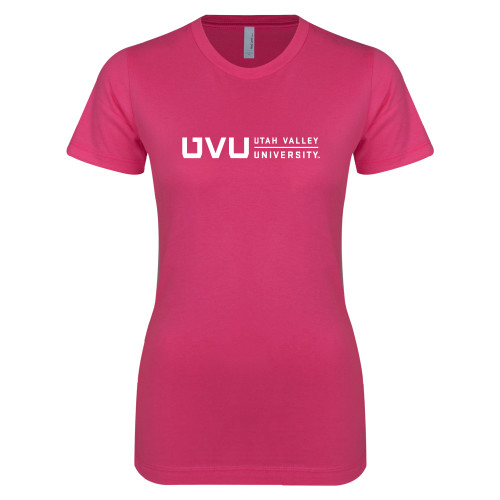  Next Level Womens Fuchsia Boyfriend Tee - UVU Utah Valley University Horizontal