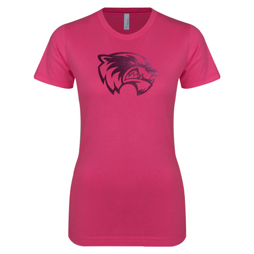  Next Level Womens Fuchsia Boyfriend Tee - Primary Logo Foil