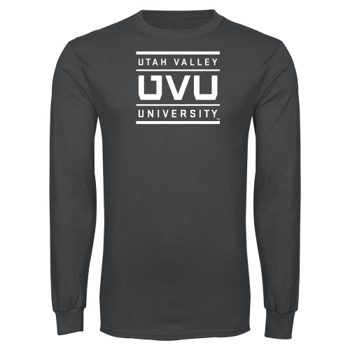 Charcoal Long Sleeve T Shirt - Utah Valley University Stacked