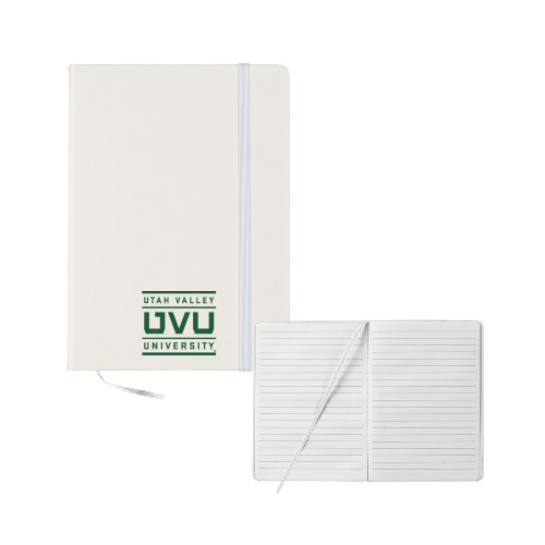  5x7 White Hard Cover Journal - Utah Valley University Stacked