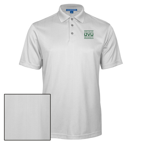  White Performance Fine Jacquard Polo - Utah Valley University Stacked