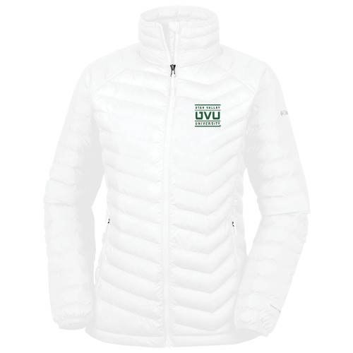  Columbia Womens White Powder Lite Jacket - Utah Valley University Stacked