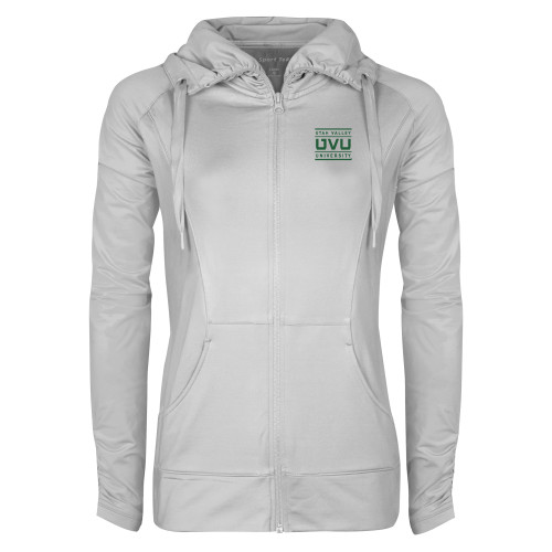  Womens White Sport Wick Stretch Full Zip Jacket - Utah Valley University Stacked