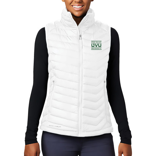  Columbia Womens White Powder Lite Vest - Utah Valley University Stacked