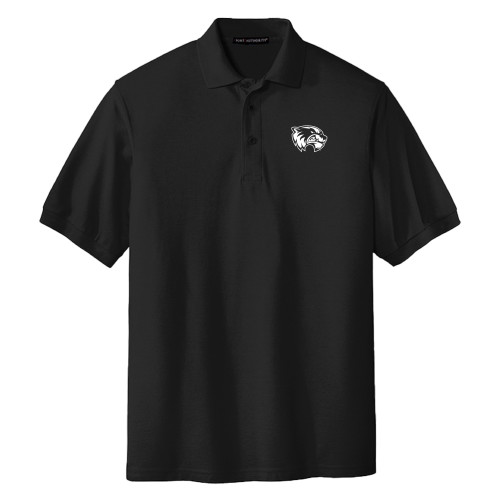  Extended Black Silk Touch Polo - Primary Logo