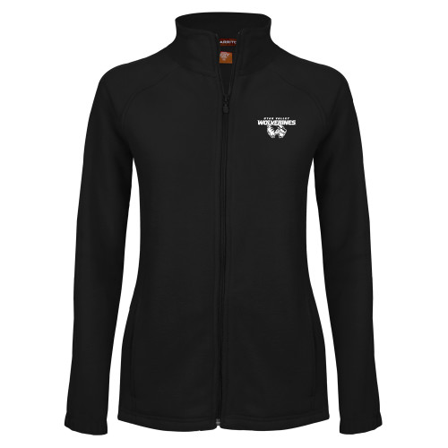 Womens Black Fleece Full Zip Jacket - Secondary Logo