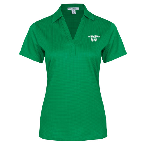  Womens Kelly Green Performance Fine Jacquard Polo - Secondary Logo