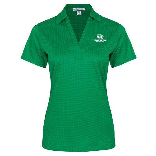  Womens Kelly Green Performance Fine Jacquard Polo - Utah Valley University