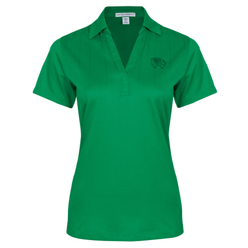  Womens Kelly Green Performance Fine Jacquard Polo - Primary Logo