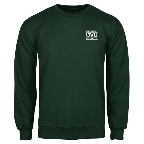  Dark Green Fleece Crew - Utah Valley University Stacked