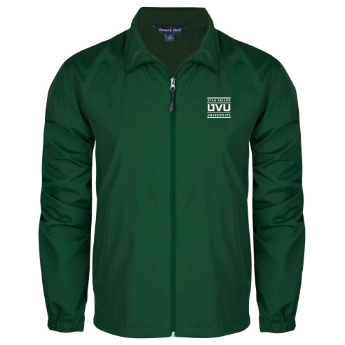  Dark Green Full Zip Wind Jacket - Utah Valley University Stacked