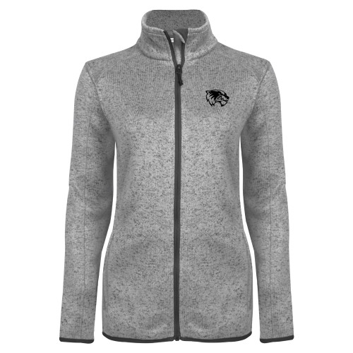  Womens Grey Heather Fleece Jacket - Primary Logo
