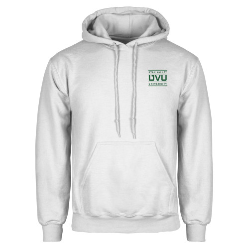  White Fleece Hoodie - Utah Valley University Stacked