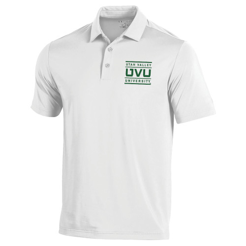  Under Armour White Performance Polo - Utah Valley University Stacked