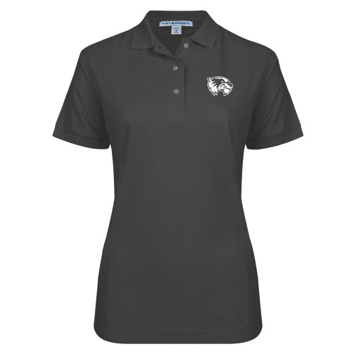  Womens Silk Touch Charcoal Pique Polo - Primary Logo