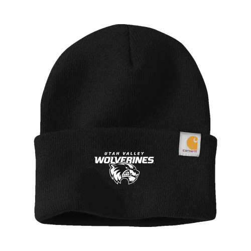  Carhartt Black Knit Beanie w/Cuff - Secondary Logo