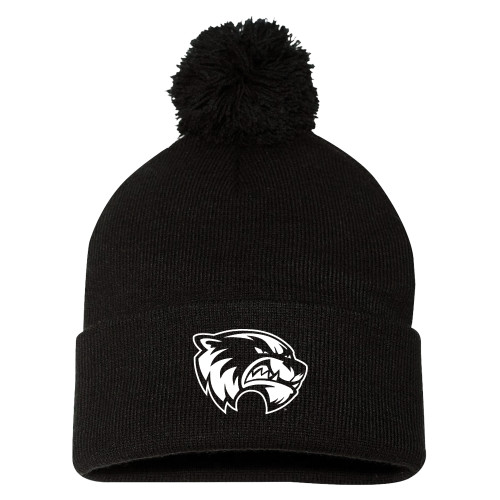  Sportsman Black Pom Pom Cuffed Beanie - Primary Logo