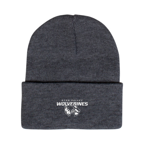  Grey Knit Beanie w/Cuff - Secondary Logo