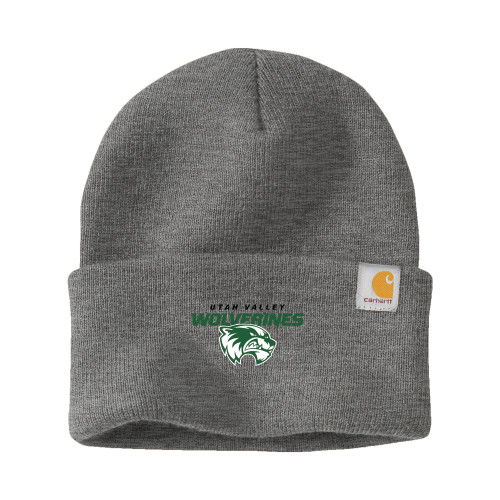  Carhartt Heather Grey Knit Beanie w/Cuff - Secondary Logo