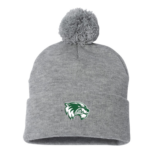  Sportsman Heather Grey Pom Pom Cuffed Beanie - Primary Logo