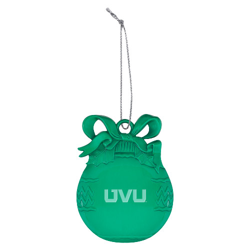  Green Bulb Ornament - UVU Block Letters Engraved