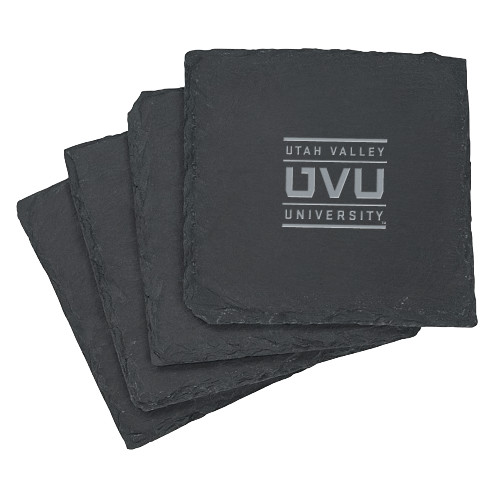  Slate Coaster Set - Utah Valley University Stacked Engraved