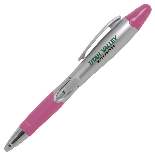  Silver/Pink Blossom Pen/Highlighter - Utah Valley Word Mark