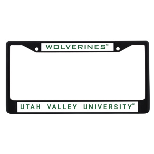  Metal License Plate Frame in Black - Utah Valley University Flat Wordmark