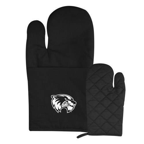  Quilted Canvas Black Oven Mitt - Primary Logo