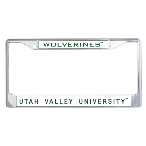  Metal License Plate Frame in Chrome - Utah Valley University Flat Wordmark
