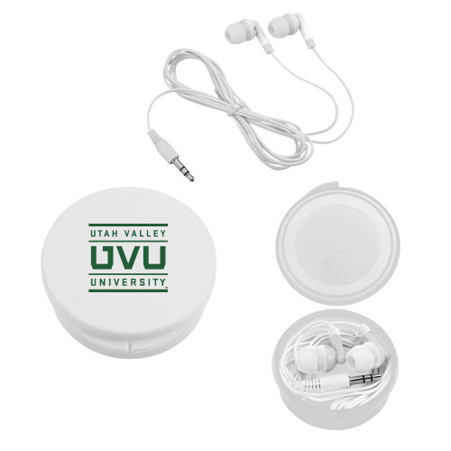  Ear Buds in White Case - Utah Valley University Stacked
