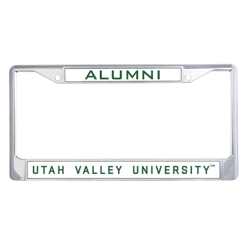  Alumni Metal License Plate Frame in Chrome - Utah Valley University Flat Wordmark