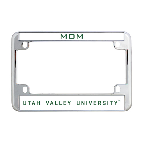  Metal Motorcycle License Plate Frame in Chrome - Utah Valley University Flat Wordmark