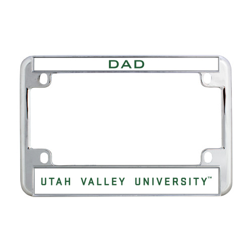  Metal Motorcycle License Plate Frame in Chrome - Utah Valley University Flat Wordmark