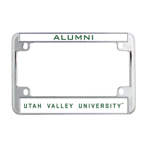  Metal Motorcycle License Plate Frame in Chrome - Utah Valley University Flat Wordmark