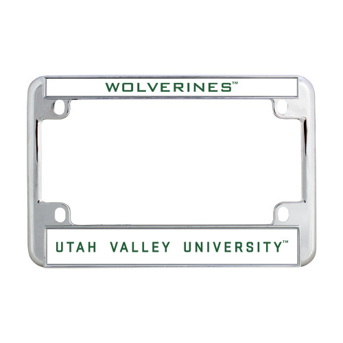  Metal Motorcycle License Plate Frame in Chrome - Utah Valley University Flat Wordmark
