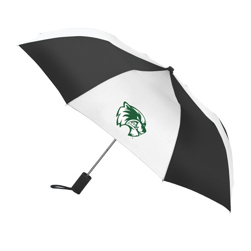  42 Inch Slim Stick Black/White Umbrella - Primary Logo