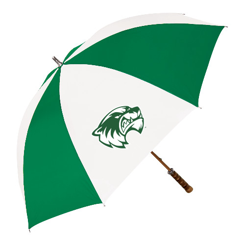  64 Inch Kelly Green/White Umbrella - Primary Logo