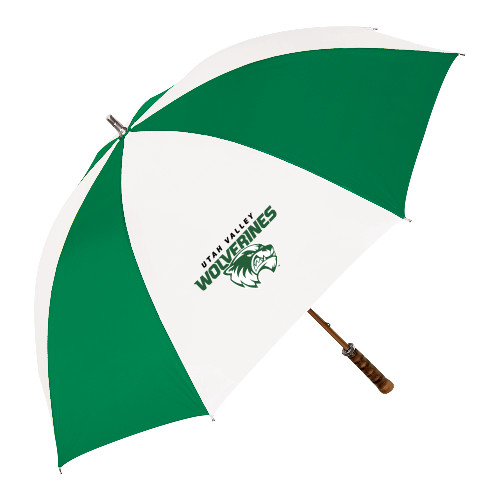  64 Inch Kelly Green/White Umbrella - Secondary Logo