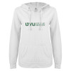 Thumbnail image for  ENZA Womens White V Notch Raw Edge Fleece Hoodie