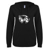 Thumbnail image for  ENZA Womens Black V Notch Raw Edge Fleece Hoodie