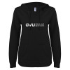Thumbnail image for  ENZA Womens Black V Notch Raw Edge Fleece Hoodie