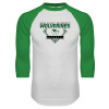 Thumbnail image for  White/Kelly Green Raglan Baseball T Shirt