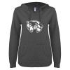 Thumbnail image for  ENZA Womens Dark Heather V Notch Raw Edge Fleece Hoodie