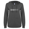 Thumbnail image for  ENZA Womens Dark Heather V Notch Raw Edge Fleece Hoodie